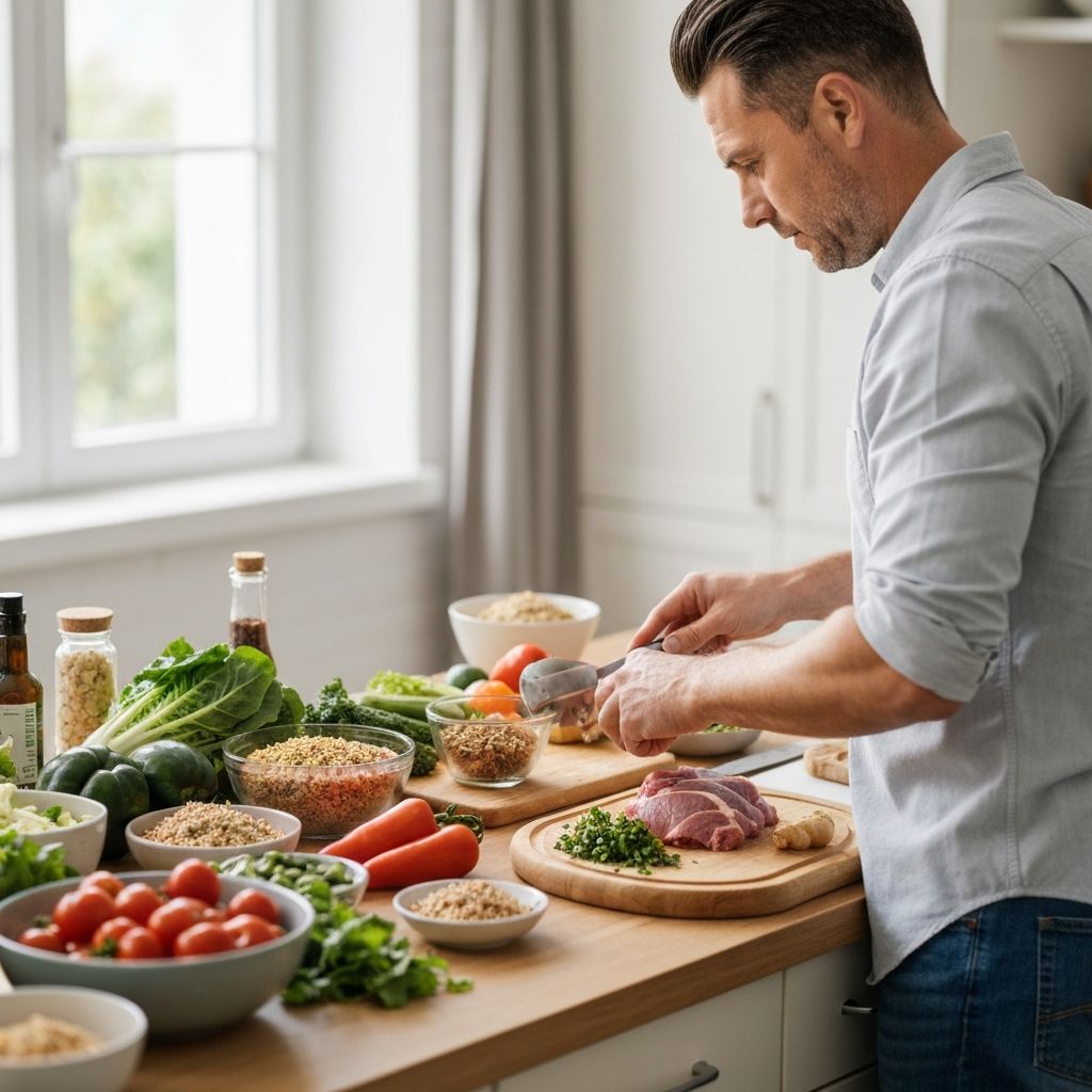 Healthy balanced meal preparation with nutritious foods